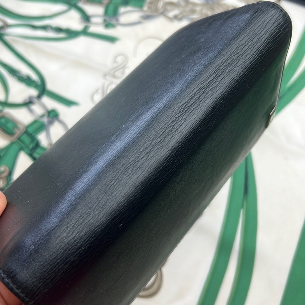 Auth. Dunhill Black Leather Long Bifold Wallet Card Bill holder Roomy Heavy duty - Picture 15 of 17